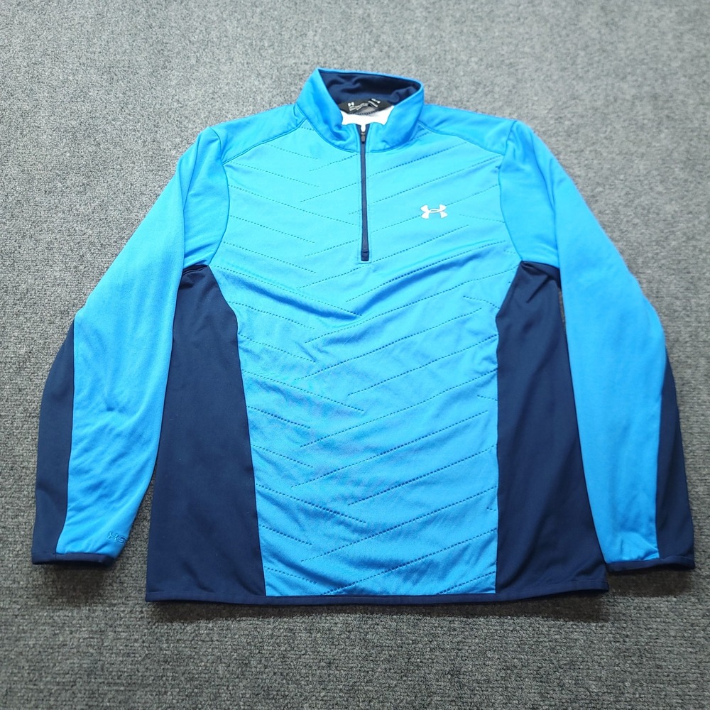 Under Armour ColdGear Storm Mens Medium Blue Quilted 1/4 Zip Pullover Jacket